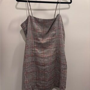 Olivaceous Black and White Plaid Dress